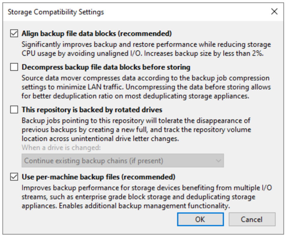 Edit Backup Repository > Repository > Advanced